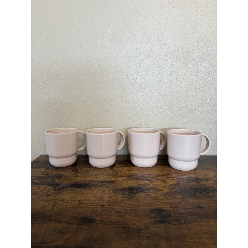 Vintage Tupperware Stacking Coffee Cup Mugs Set of 4 Pink USA 2224B-3